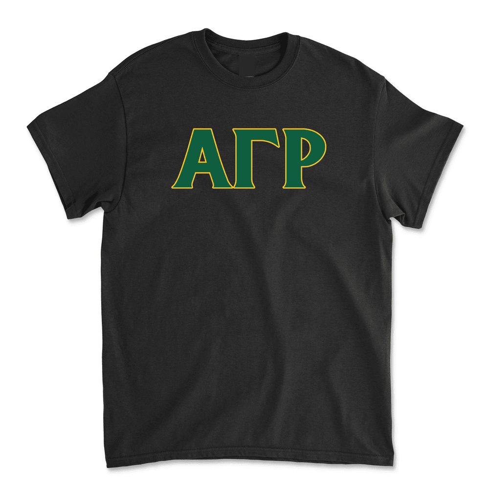 Alpha Gamma Rho Green and Gold Letters T-Shirt