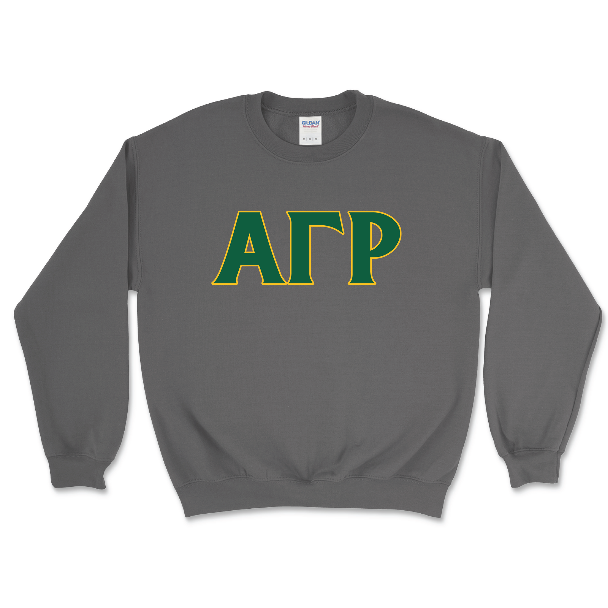 Alpha Gamma Rho Green and Gold Letters Crewneck