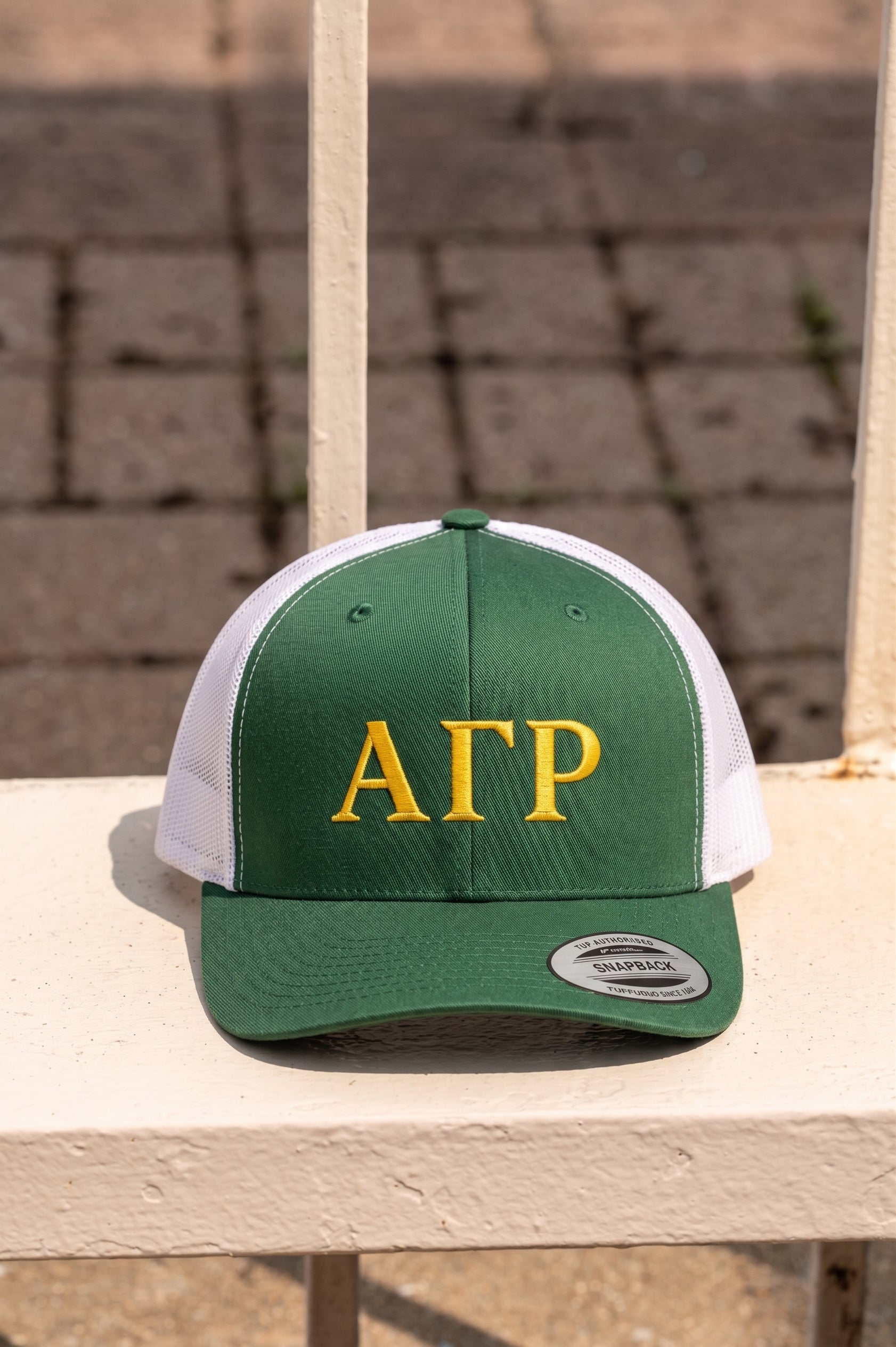 Alpha Gamma Rho Gold Letters Retro Trucker Hat